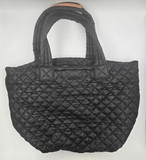 Mz Wallace Black Quilted Nylon Metro Tote Deluxe Bag SMALL NOTED FLAW